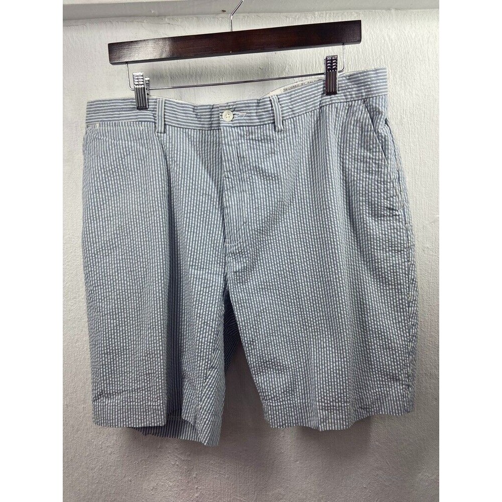 POLO by RALPH LAUREN MENS 38 X 9 SEERSUCKER BLUE STRIPED SHORTS